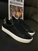 femmes chaussures burberry check detail piercing leather gewen sneaker black